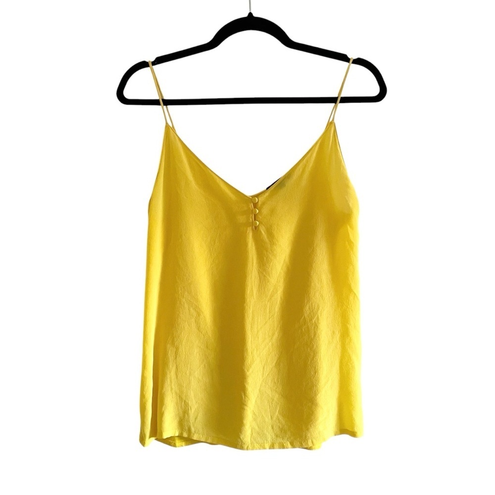 MASSIMO DUTTI Silk Sleeveless Blouse Cami Tank Top Mustard Yellow M